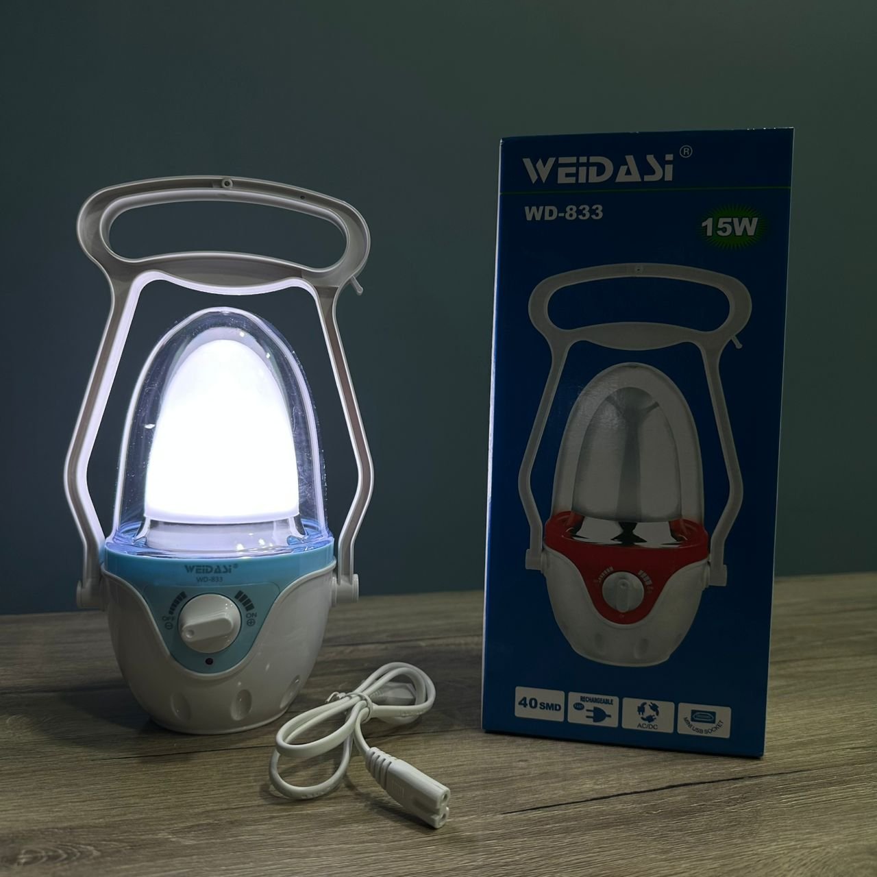 FANOUS LANTERNE CAMPING WEIDASI WD-833 LAMPE LED AVEC BATTERY RECHARGEABLE BLUE BLEUE
